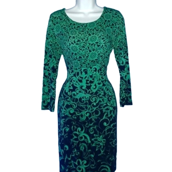 Escada Green Black Ombre Midi Dress - Picture 2 of 5